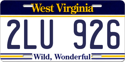 WV license plate 2LU926