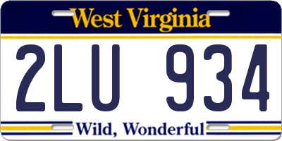WV license plate 2LU934