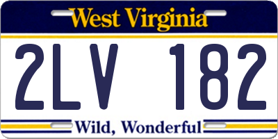 WV license plate 2LV182