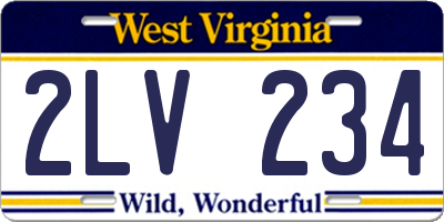 WV license plate 2LV234
