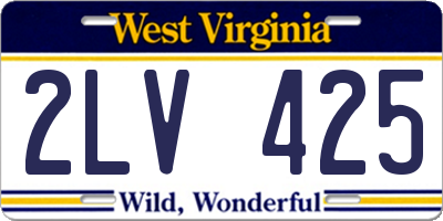 WV license plate 2LV425