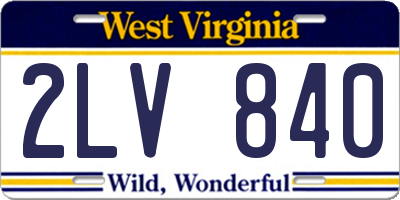WV license plate 2LV840