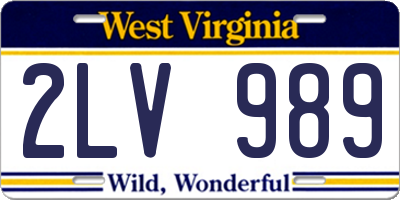 WV license plate 2LV989