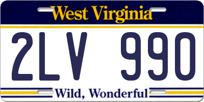 WV license plate 2LV990