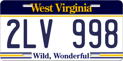 WV license plate 2LV998