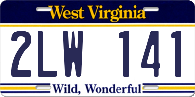 WV license plate 2LW141