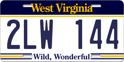 WV license plate 2LW144