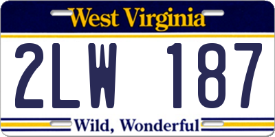 WV license plate 2LW187