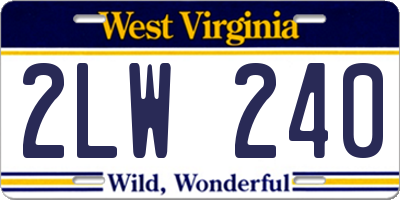WV license plate 2LW240