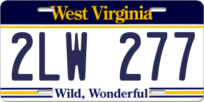 WV license plate 2LW277