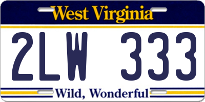 WV license plate 2LW333
