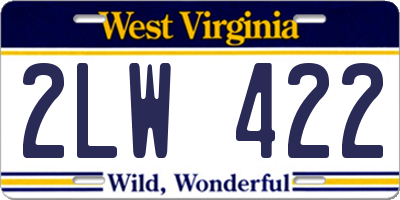 WV license plate 2LW422