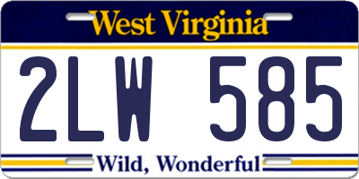 WV license plate 2LW585