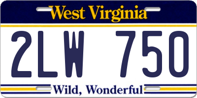 WV license plate 2LW750