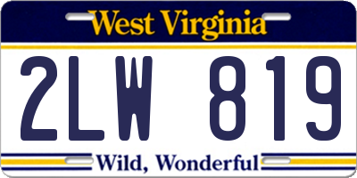 WV license plate 2LW819