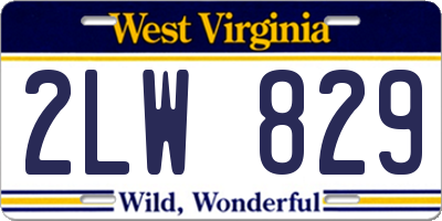 WV license plate 2LW829