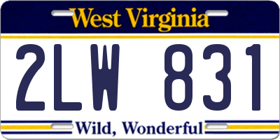 WV license plate 2LW831