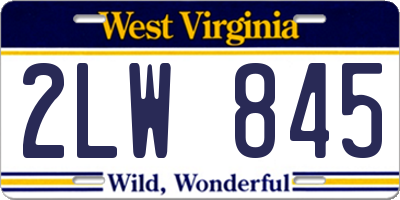 WV license plate 2LW845