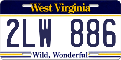 WV license plate 2LW886