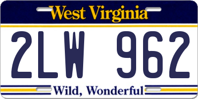 WV license plate 2LW962