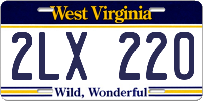 WV license plate 2LX220