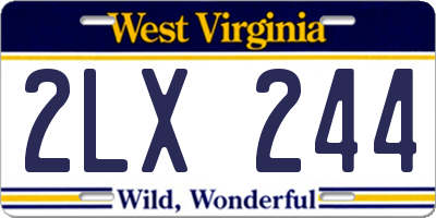 WV license plate 2LX244