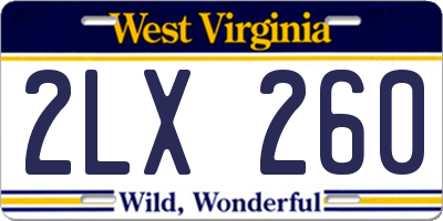 WV license plate 2LX260