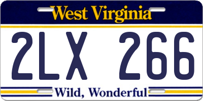 WV license plate 2LX266