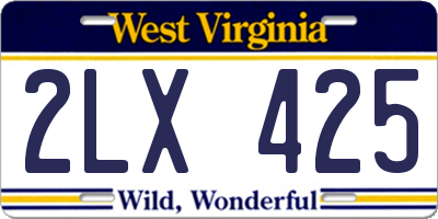 WV license plate 2LX425