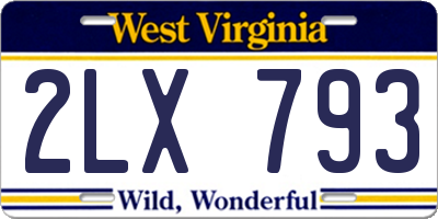 WV license plate 2LX793