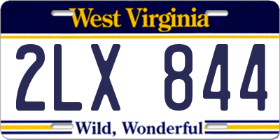 WV license plate 2LX844