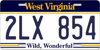 WV license plate 2LX854