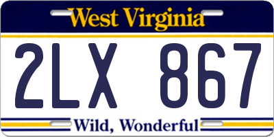 WV license plate 2LX867