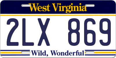 WV license plate 2LX869