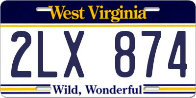 WV license plate 2LX874