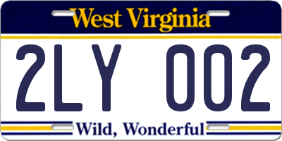 WV license plate 2LY002