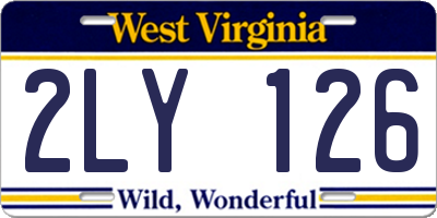 WV license plate 2LY126