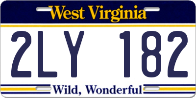 WV license plate 2LY182