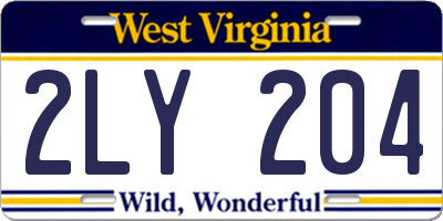 WV license plate 2LY204