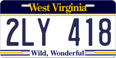 WV license plate 2LY418