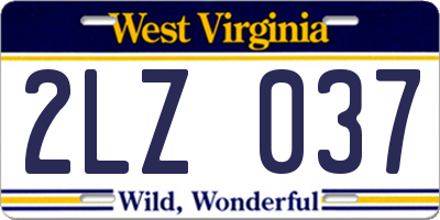 WV license plate 2LZ037