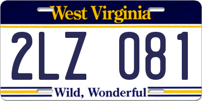 WV license plate 2LZ081