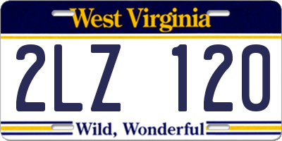 WV license plate 2LZ120
