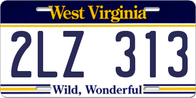 WV license plate 2LZ313