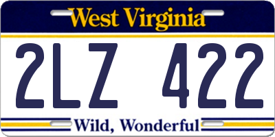 WV license plate 2LZ422