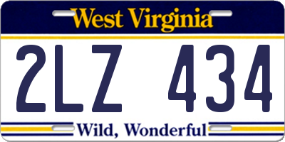 WV license plate 2LZ434