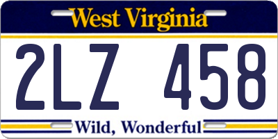 WV license plate 2LZ458