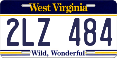 WV license plate 2LZ484