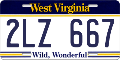 WV license plate 2LZ667