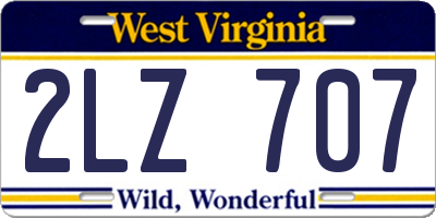 WV license plate 2LZ707